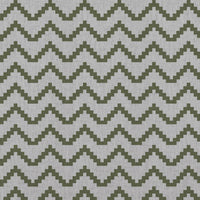 Green Patterned Linen Curtain Fabric - Azig Khaki - Natural base fabric.