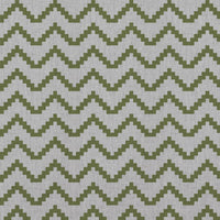 Green Patterned Linen Curtain Fabric - Azig Leaf - Natural base fabric.