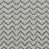 Green Patterned Linen Curtain Fabric - Azig Olive - Natural base fabric.
