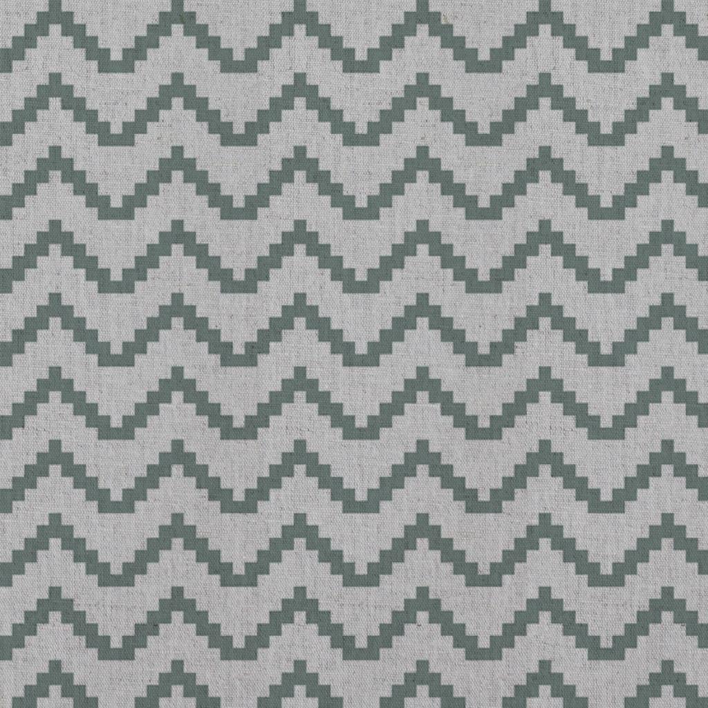 Green Patterned Linen Curtain Fabric - Azig Sage - Natural base fabric.