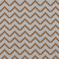 Orange Patterned Linen Curtain Fabric - Azig Tangerine - Natural base fabric.