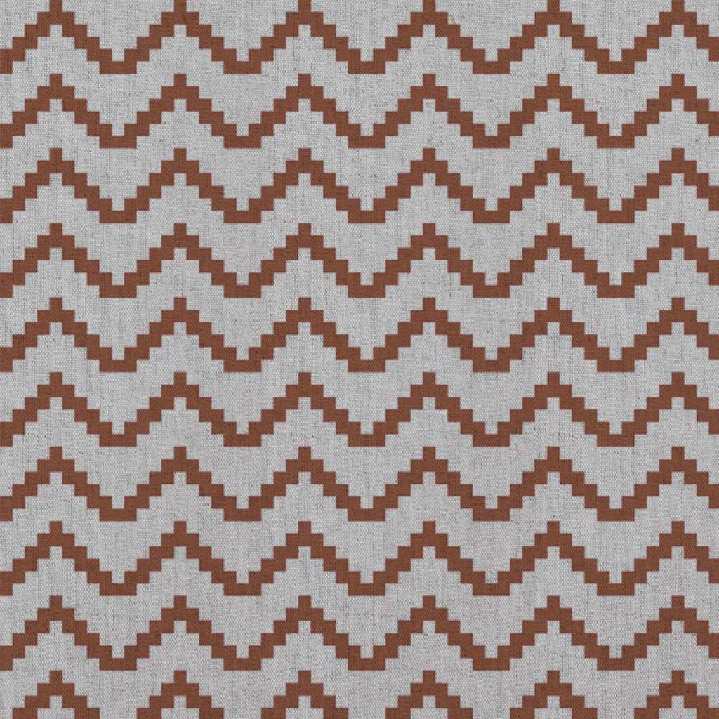 Red / Orange Patterned Linen Curtain Fabric - Azig Terracotta - Natural base fabric.
