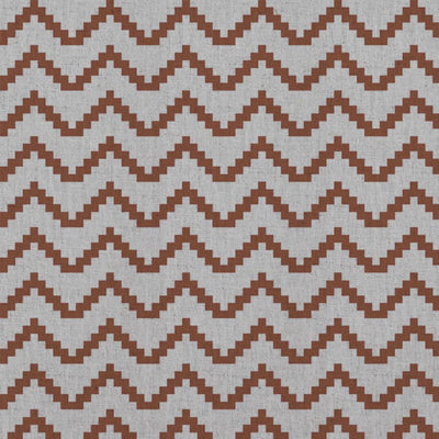 Red / Orange Patterned Linen Curtain Fabric - Azig Terracotta - Natural base fabric.