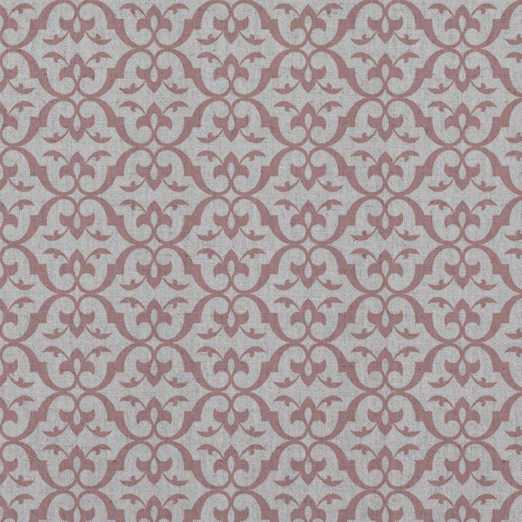 Pink Patterned Linen Curtain Fabric - Brita Dusty Pink - Natural base fabric.