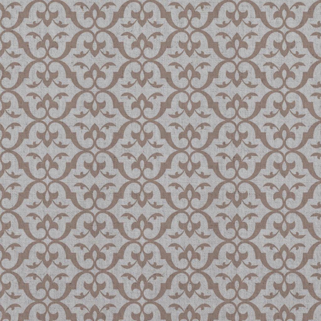 Pink Patterned Linen Curtain Fabric - Brita New Blush - Natural base fabric.