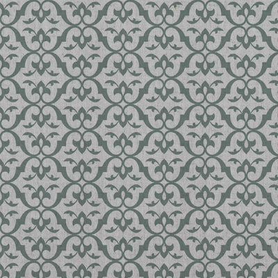 Green Patterned Linen Curtain Fabric - Brita Sage - Natural base fabric.