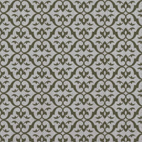 Green Patterned Linen Curtain Fabric - Brita Seaweed - Natural base fabric.