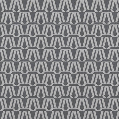 Grey Patterned Linen Curtain Fabric - Elva Ash - Natural base fabric.