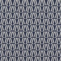 Blue Patterned Linen Curtain Fabric - Elva Deep Blue - Natural base fabric.