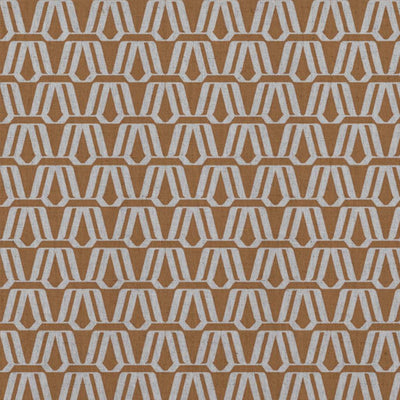 Orange Patterned Linen Curtain Fabric - Elva Tangerine - Natural base fabric.
