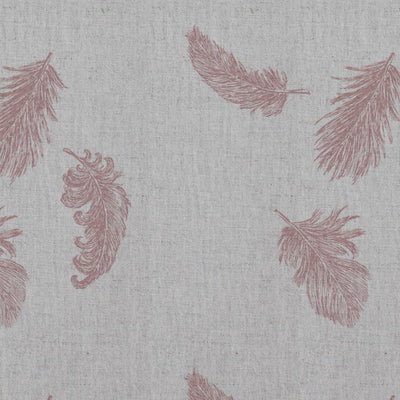 Pink Patterned Linen Curtain Fabric - Feathers Dusty Pink - Natural base fabric.