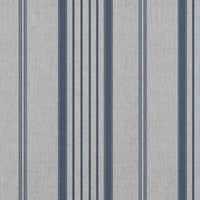 Blue Striped Linen Curtain Fabric - Freja Denim - Natural base fabric.