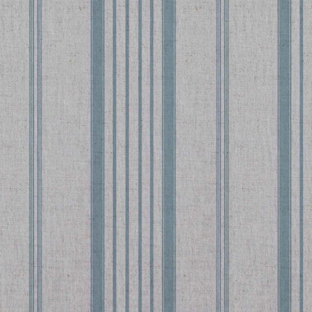 Blue Striped Linen Curtain Fabric - Freja Sky - Natural base fabric.