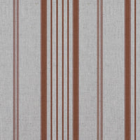 Orange Striped Linen Curtain Fabric - Freja Terracotta - Natural base fabric.
