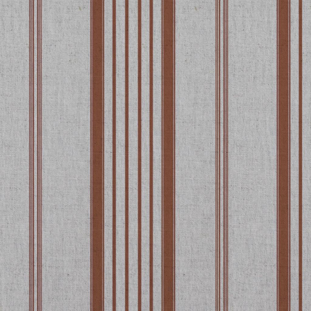Orange Striped Linen Curtain Fabric - Freja Terracotta - Natural base fabric.