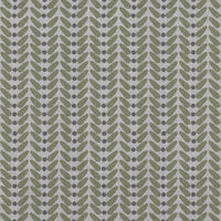 Green Patterned Linen Curtain Fabric - Hulda Olive - Natural base fabric.