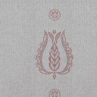 Pink Patterned Linen Curtain Fabric - Maya Dusty Pink - Natural base fabric.