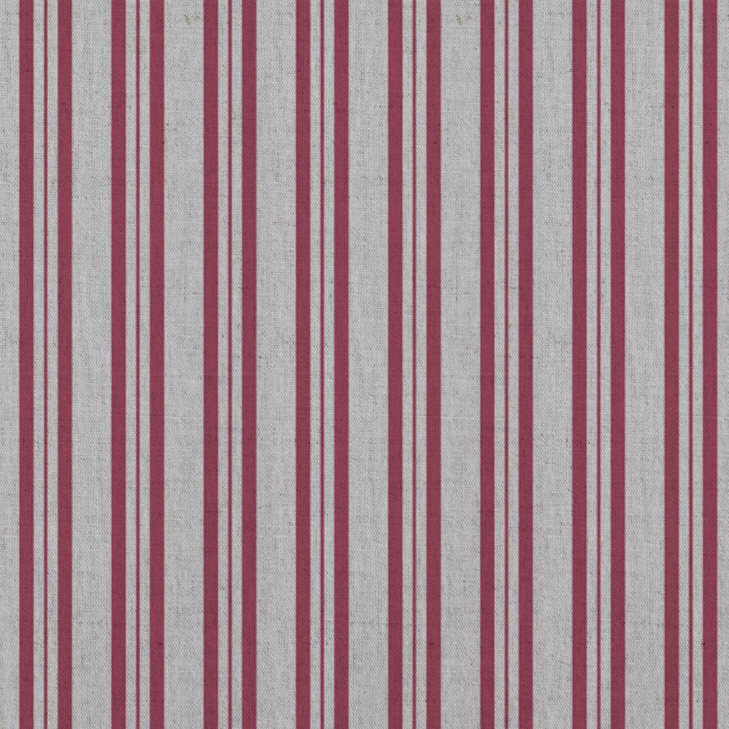 Red Striped Linen Curtain Fabric - Olga Cherry - Natural base fabric.