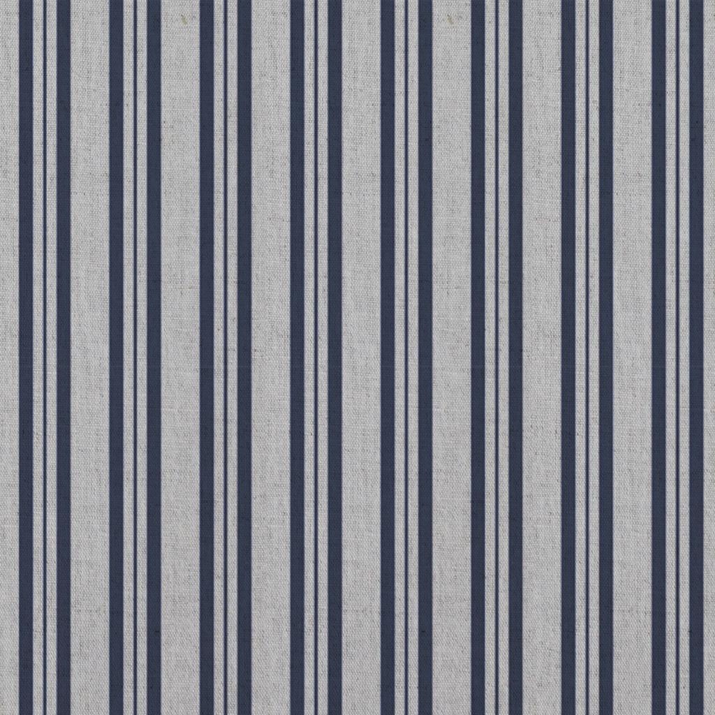 Blue Striped Linen Curtain Fabric - Olga Deep Blue - Natural base fabric.