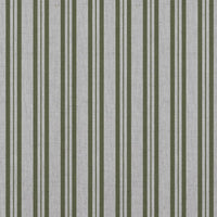 Green Striped Linen Curtain Fabric - Olga Khaki - Natural base fabric.