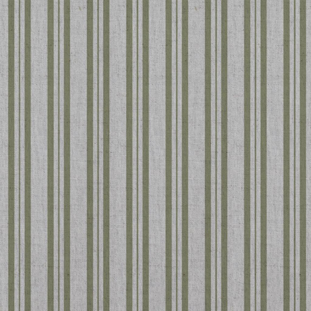 Green Striped Linen Curtain Fabric - Olga Olive - Natural base fabric.
