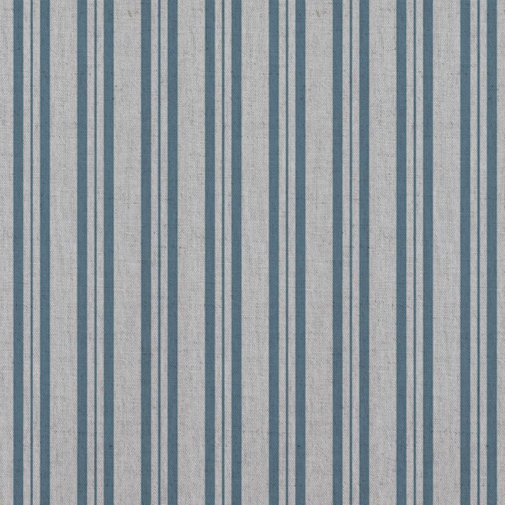 Blue Striped Linen Curtain Fabric - Olga True Blue - Natural base fabric.