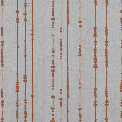 Orange Patterned Linen Curtain Fabric - Pearls Burnt Orange - Natural base fabric.