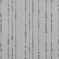 Green Patterned Linen Curtain Fabric - Pearls Jade Mist - Natural base fabric.