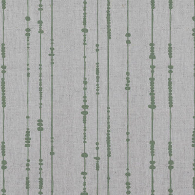 Green Patterned Linen Curtain Fabric - Pearls Jade Mist - Natural base fabric.