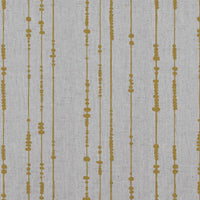 Yellow Patterned Linen Curtain Fabric - Pearls Mustard - Natural base fabric.