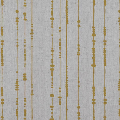Yellow Patterned Linen Curtain Fabric - Pearls Mustard - Natural base fabric.