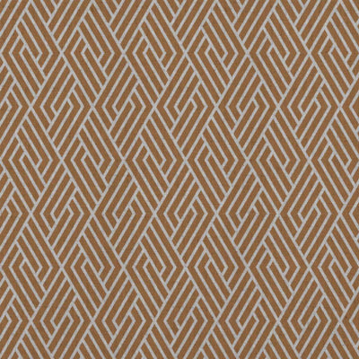 Orange Patterned Linen Curtain Fabric - Vera Tangerine - Natural base fabric.