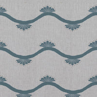 Blue Abstract Linen Curtain Fabric - Nelani Blue Stone - Natural base fabric.
