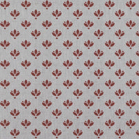 Red Botanical Linen Curtain Fabric - Olgie Crimson Red - Natural base fabric.