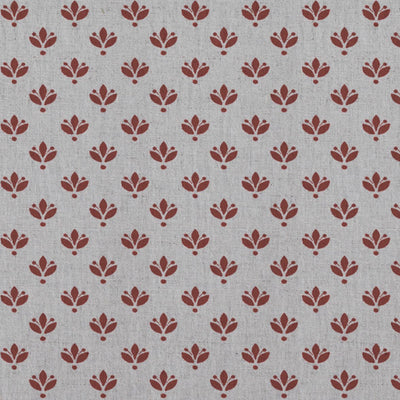 Red Botanical Linen Curtain Fabric - Olgie Crimson Red - Natural base fabric.