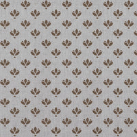 Brown Botanical Linen Curtain Fabric - Olgie Sand - Natural base fabric.