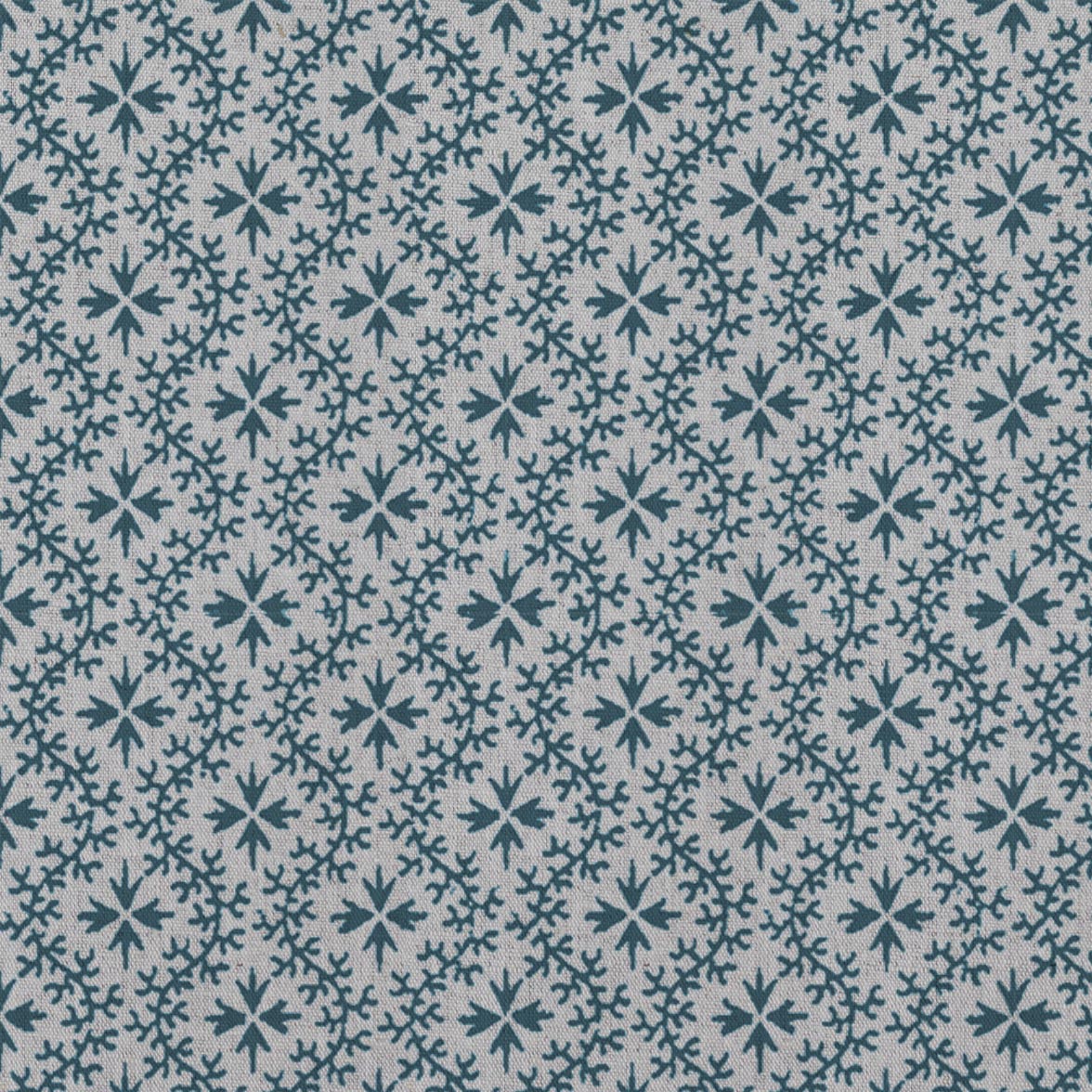 Blue Abstract Linen Curtain Fabric - Unica Blue Stone - Natural base fabric.