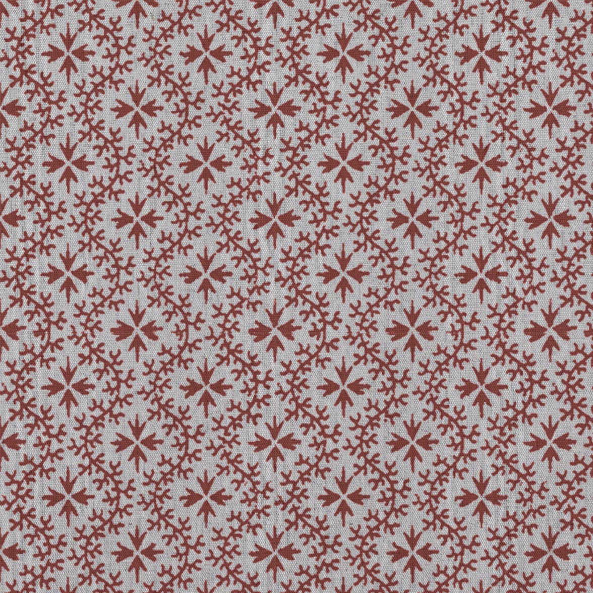 Red Abstract Linen Curtain Fabric - Unica Crimson Red - Natural base fabric.