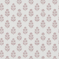 Pink Floral Linen Curtain Fabric - Doris Peony-WHT - White base fabric.