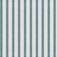 Blue Patterned Linen Curtain Fabric - Fionna Paris Blue-WHT - White base fabric.