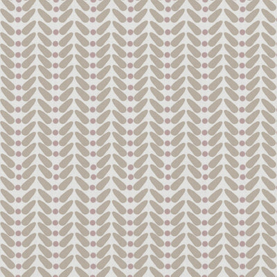 Hilda Peony - White curtain fabric printed with Taupe and Peony