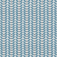 Hilda True Blue - White curtain fabric printed with Blue and Grey