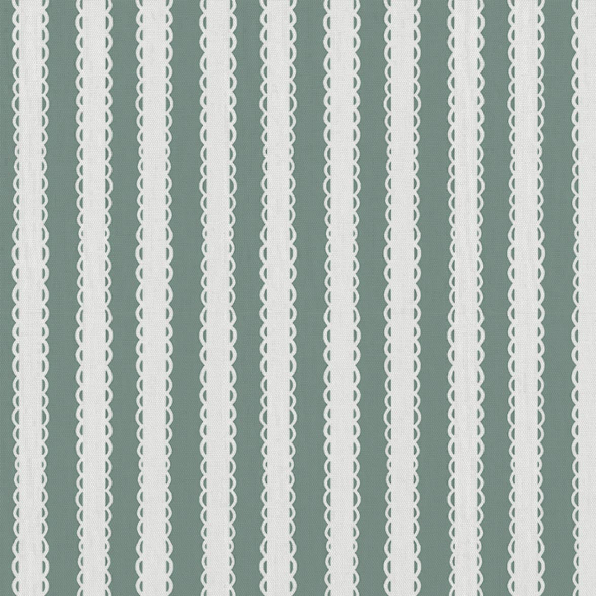Light Green Striped Linen Curtain Fabric - Lisabella Sage-WHT - White base fabric.