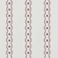 Pink Abstract Striped Linen Curtain Fabric - Margarie Peony-WHT - White base fabric.