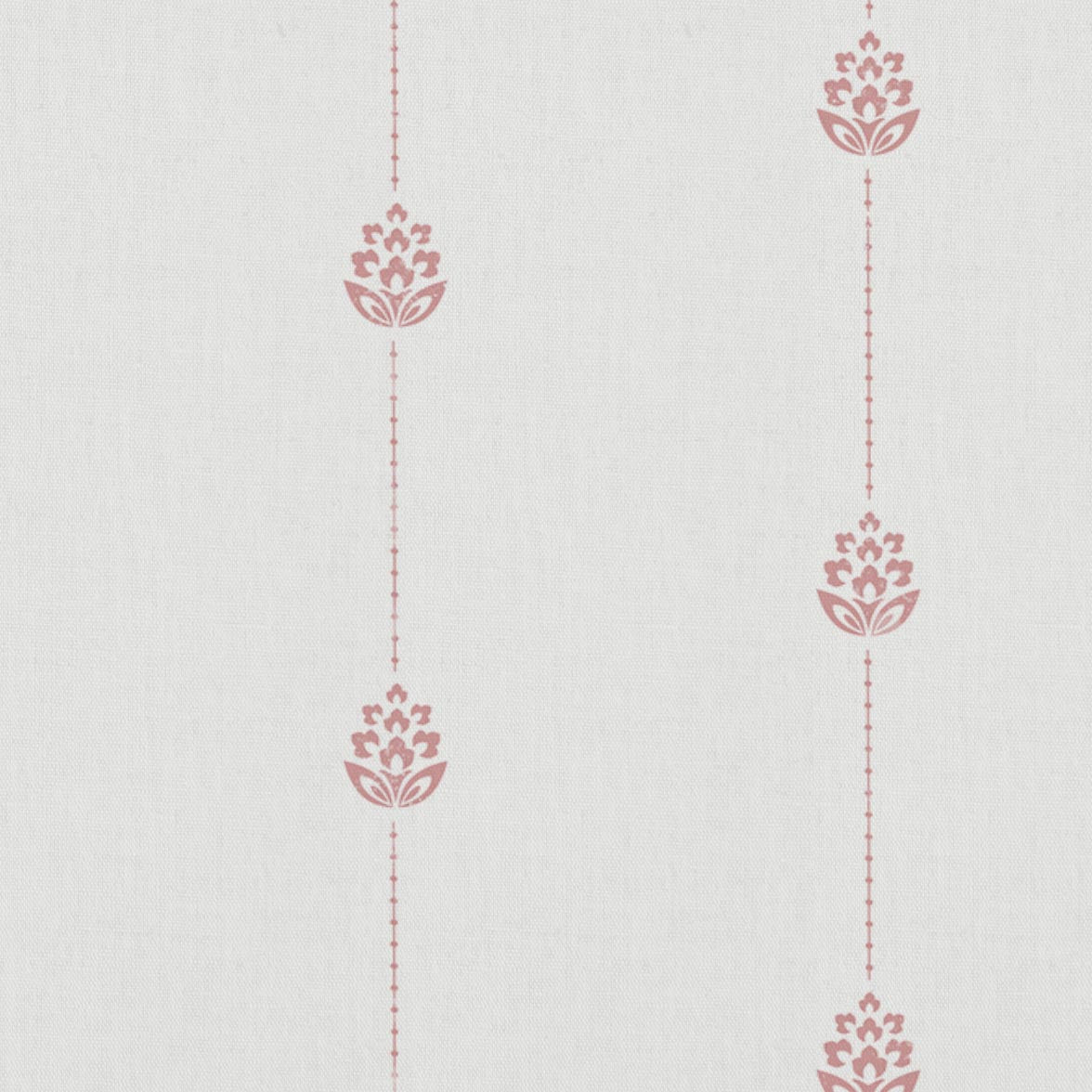 Pink Patterned Stripe Linen Curtain Fabric - Maybel Dusty Pink - WHT - White base fabric.