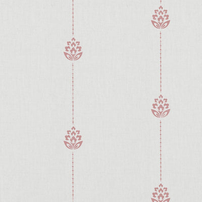 Pink Patterned Stripe Linen Curtain Fabric - Maybel Dusty Pink - WHT - White base fabric.