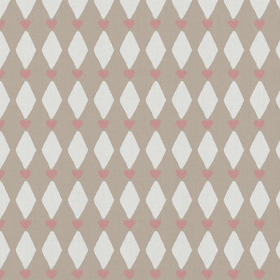 Pink Abstract Linen Curtain Fabric - Ronelle Peony-WHT - White base fabric.