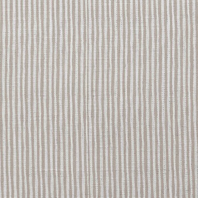 Maisa Pastel Brown - Linen curtain fabric, Light Brown stripes
