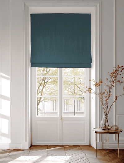 Blue 100% Cotton roman blind