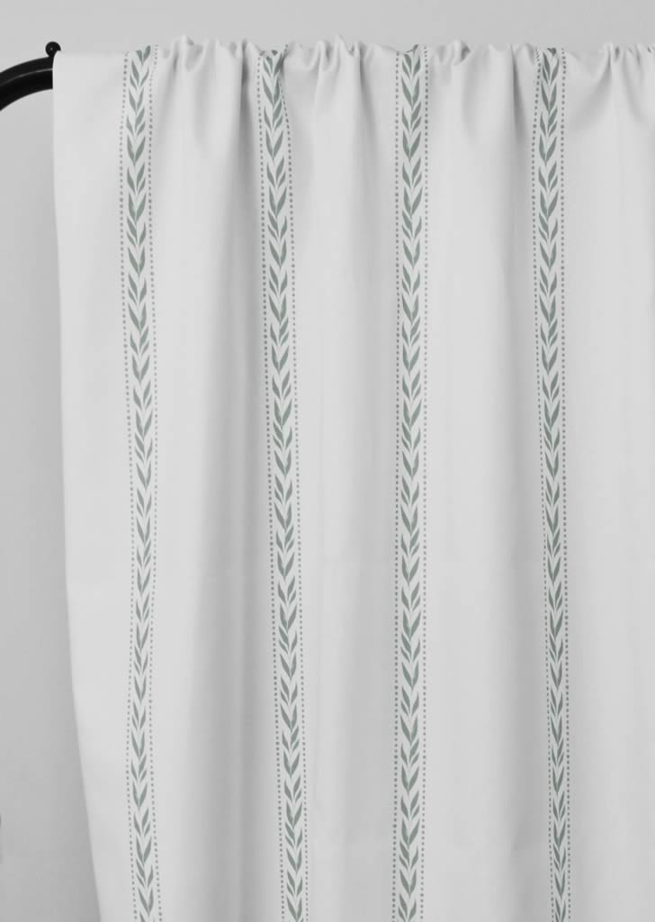 Helena Meadow - curtain fabric with Green striped print